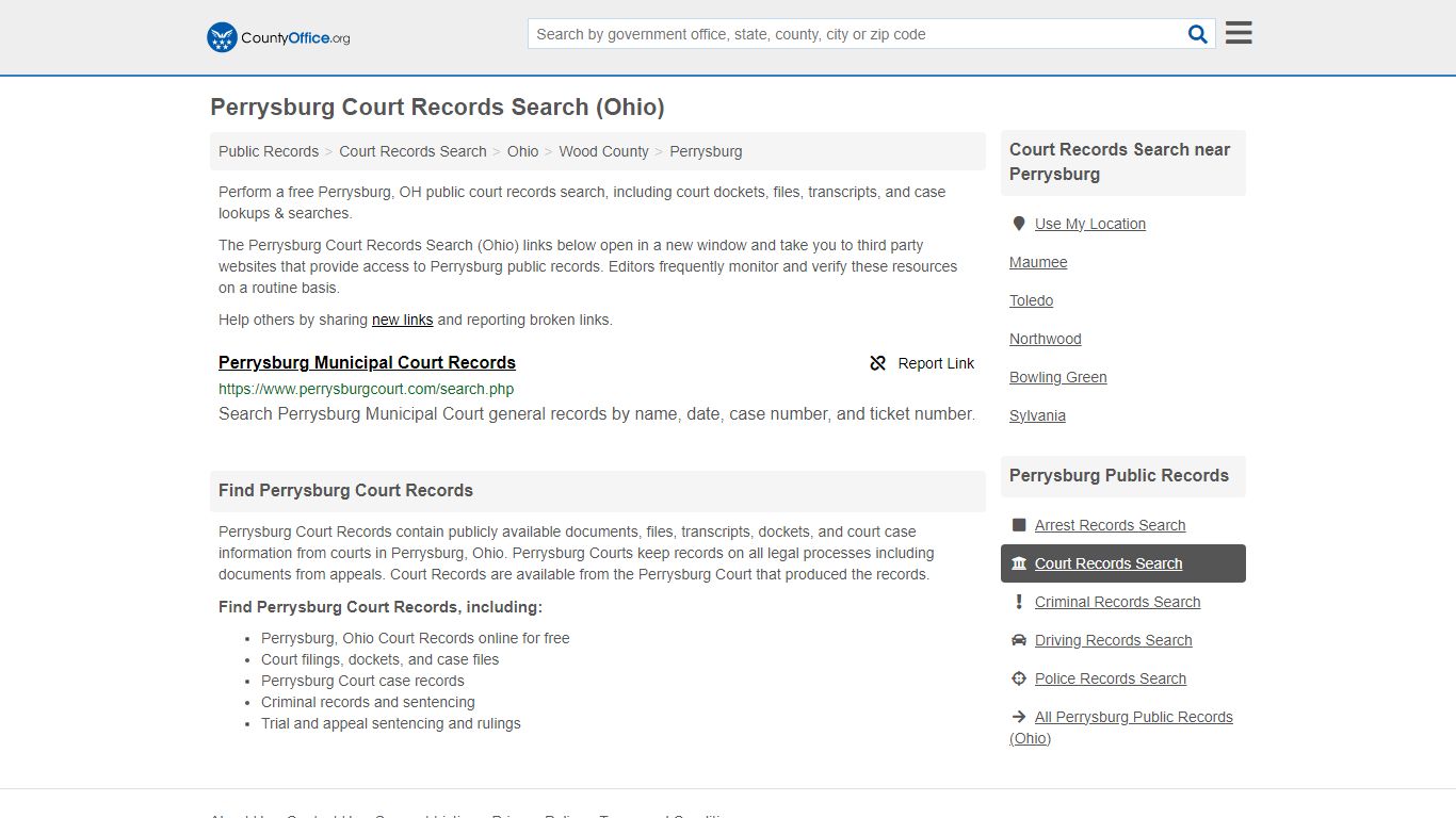 Perrysburg Court Records Search (Ohio) - County Office
